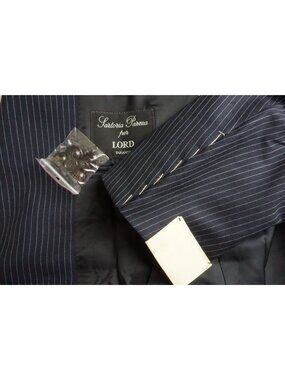 Sartoria Parma Caruso Blue Striped 100% Wool 2 Pc Suit Jacket Pants 52 EU NEW